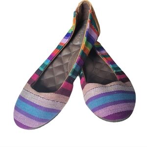 Reef Ballet Flats Rainbow Stripes Colth Comfort Shoes Size 6.5 Multicolored